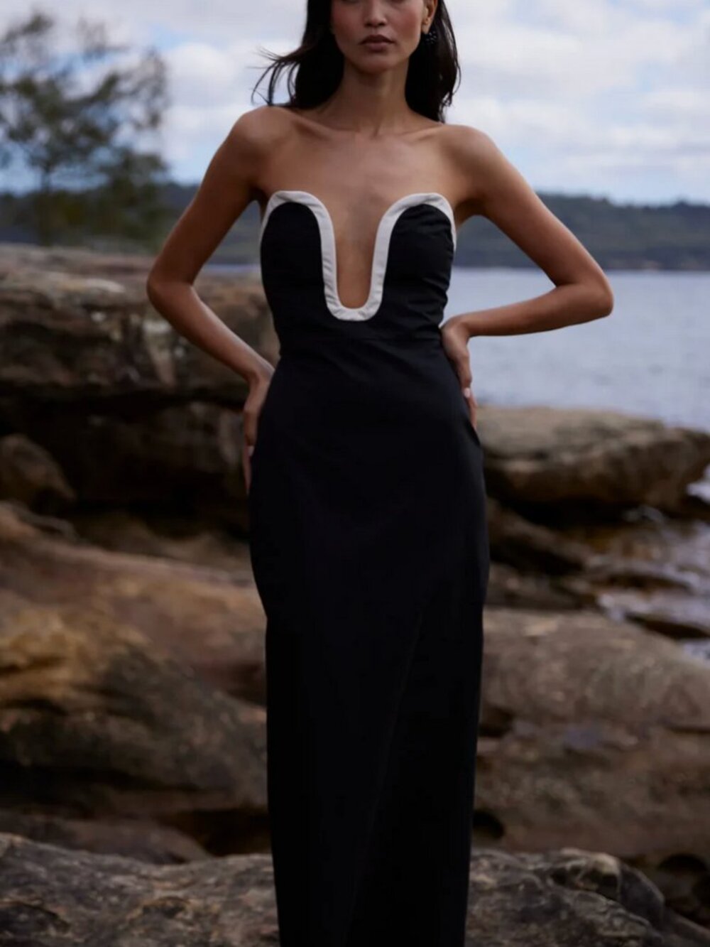 NWT Sonya Moda Romme Strapless Maxi Dress - Black Noir AU6/US2 Cocktail Party